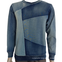 Autumn New Indigo Vintage Pullover Men Regular sleeves Dark Washed Retro Jogger Sweatshirts